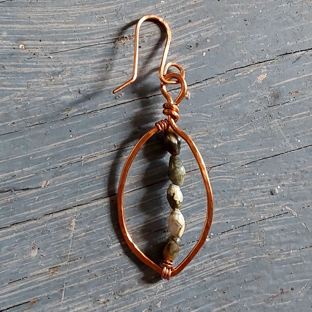 Copper and Jade Earring/Ear Decor